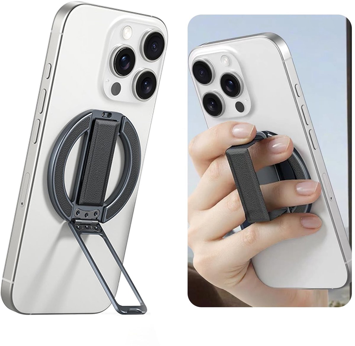 Elzusha - Magnetische Telefoonringhouder 2-in-1 Draagbaar Zwart