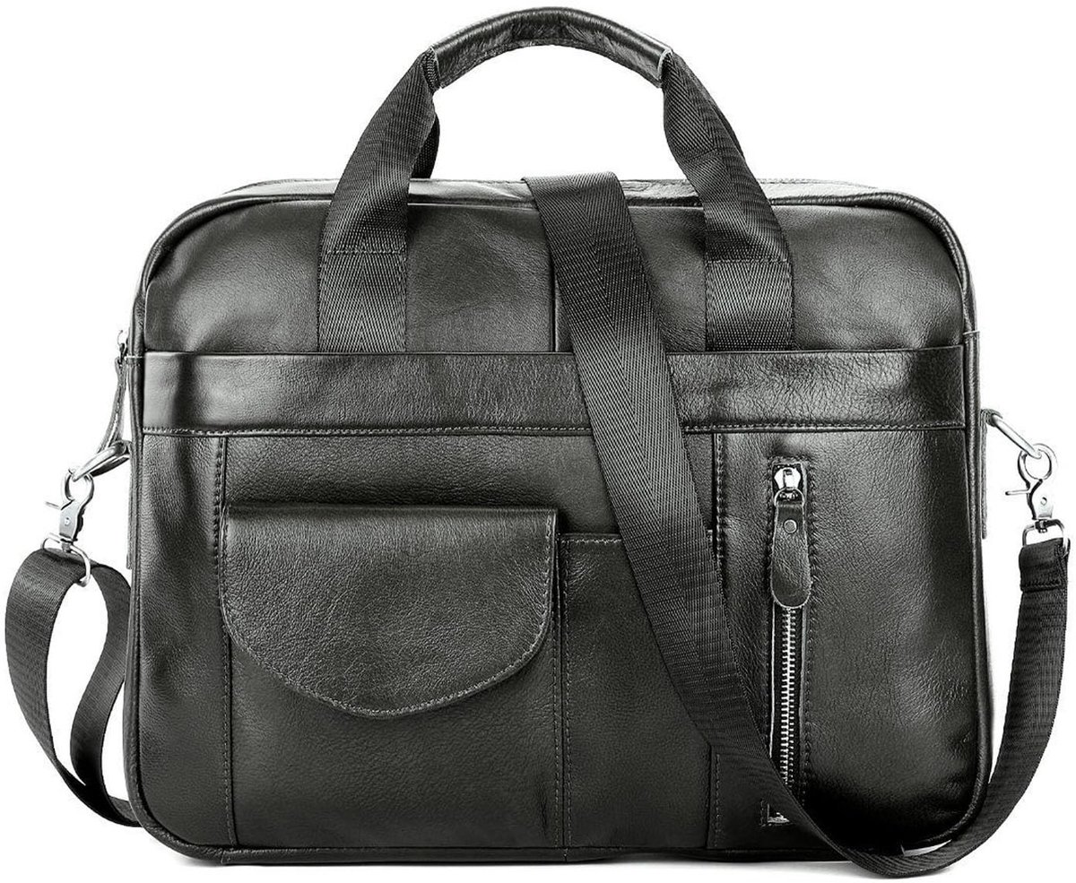 Elzusha - Leren Schoudertas voor 15.6 Inch Laptop met Handvat