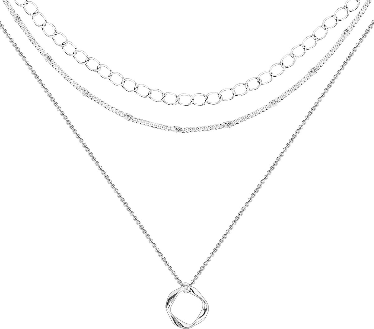Elzusha - Multi-laags Zilveren Ketting voor Dames