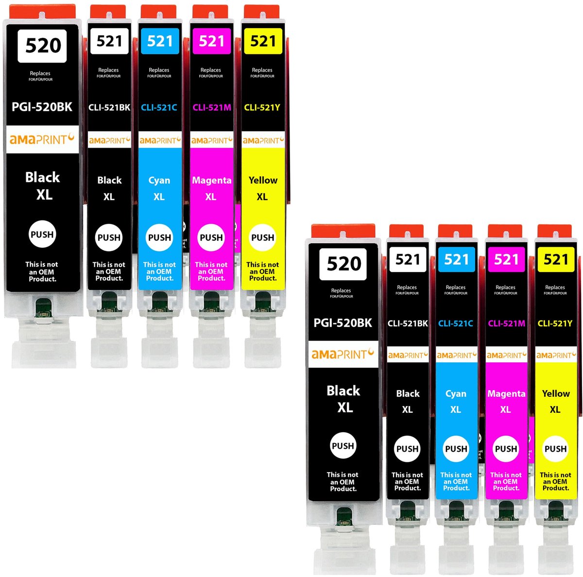 Elzusha - 10 XL Cartridges Compatibel met Canon voor Verschillende Pixma Modellen