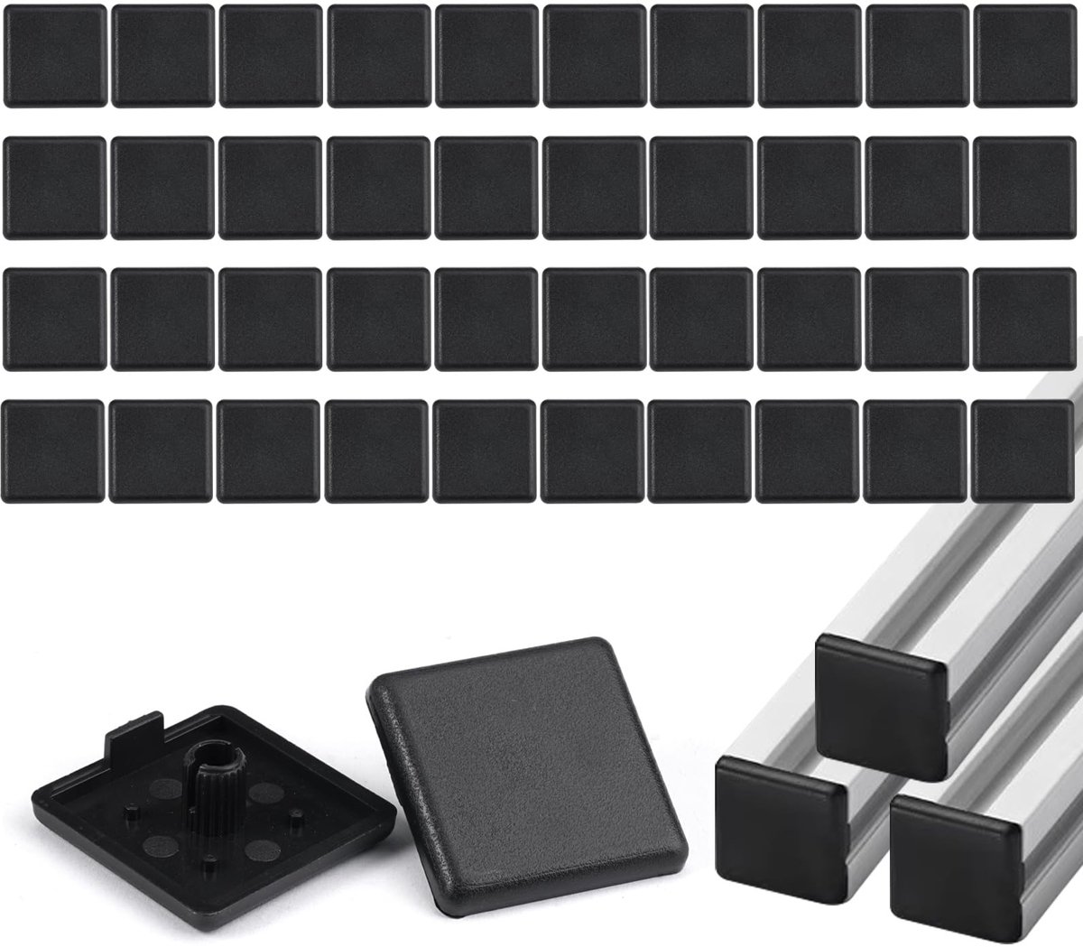 Elzusha - 40 Stuks Eindkappen voor 3030 Aluminium Profielen