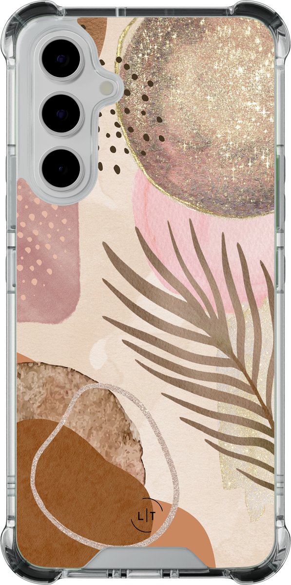 Shockproof hoesje - Geschikt voor Samsung Galaxy A55 - Abstract blush shapes - Extra sterke case - TPU/polycarbonaat - - Multi, Transparant