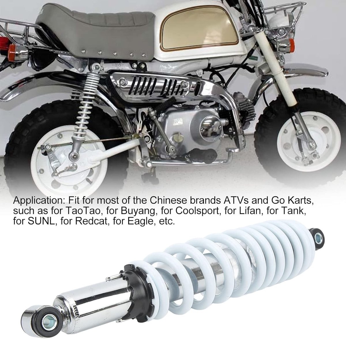 Instelbare druk achterschokdemper voor motorfietsen, 15,4 inch, hoge nauwkeurigheid, geschikt voor ATV's en Go Karts, sterke veer en optimale schokabsorptie