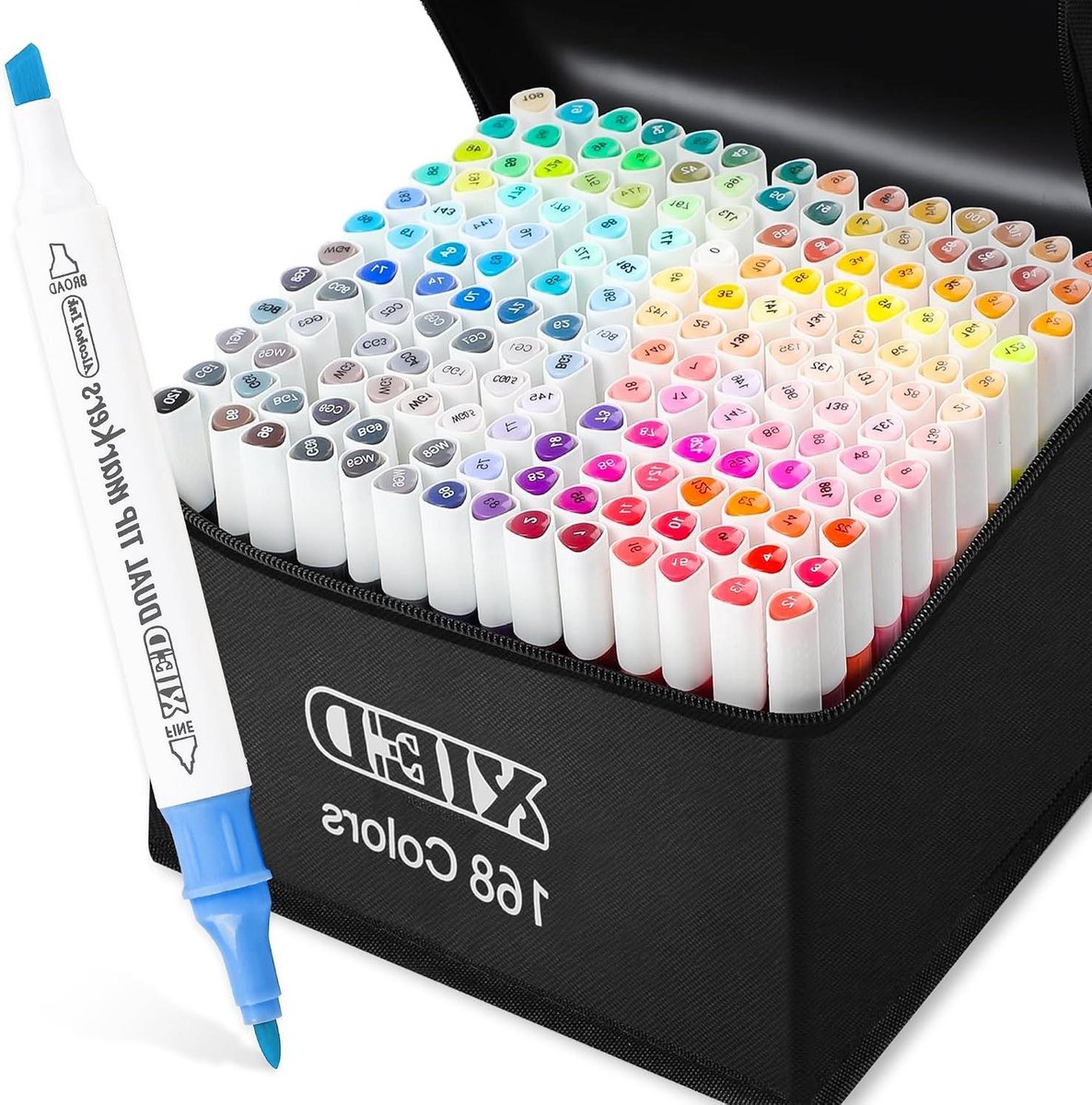 Alcoholmarkers Set - Kleurpennen Tekenen - Creatief Ontwerpen - Dubbele Punt - 168 Kleuren - Multicolor