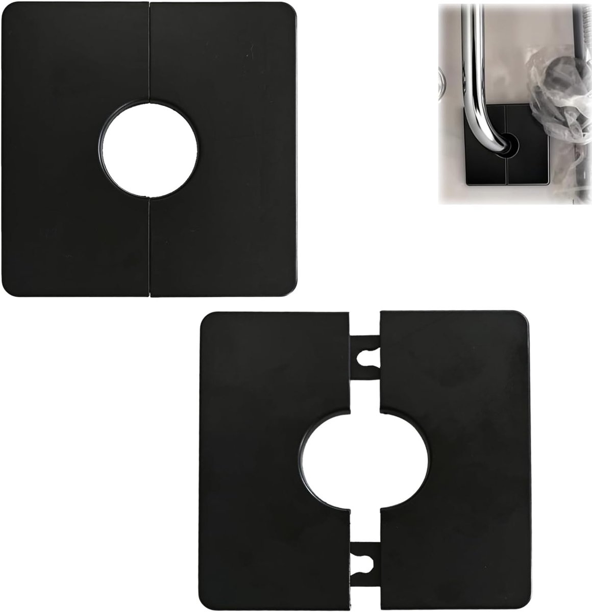 Duurzame en Decoratieve Wandcovers voor Douchebuizen van 27 mm Diameter - Set van 2 Zwart en Zelfklevend