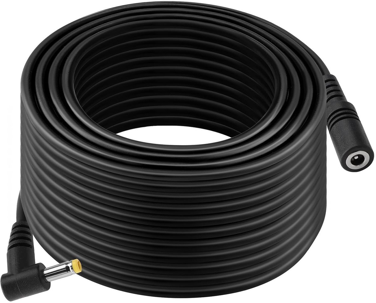 10 meter 22 AWG DC voedingskabel met haakse stekker voor LED verlichting, routers en elektronica, 24V 12V geschikt