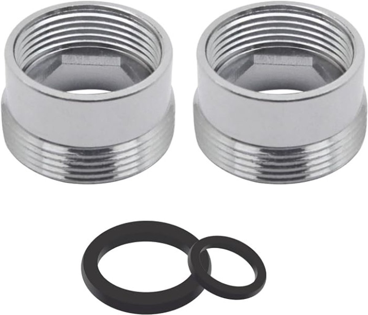 Kraanadapter set van 2 - verchroomde messing schroefdraadverbinding voor waterzuiveraars