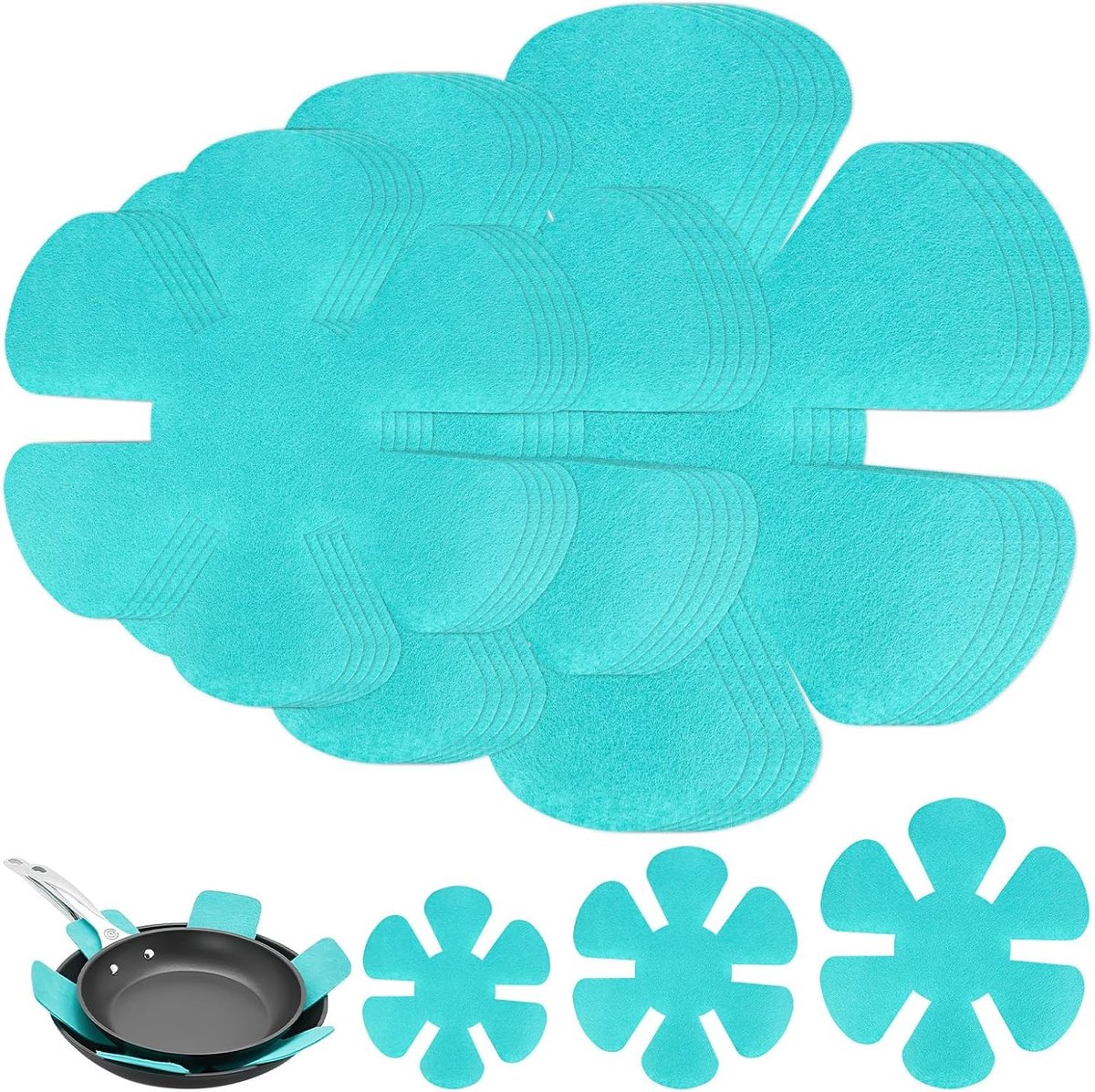 Beschermers van Vilt voor Pannen en Potten, Set van 15 Stapelbare Vilt Coasters, 7.9/9.8/30 cm, Krassen Bescherming en Isolatie voor Keukengerei