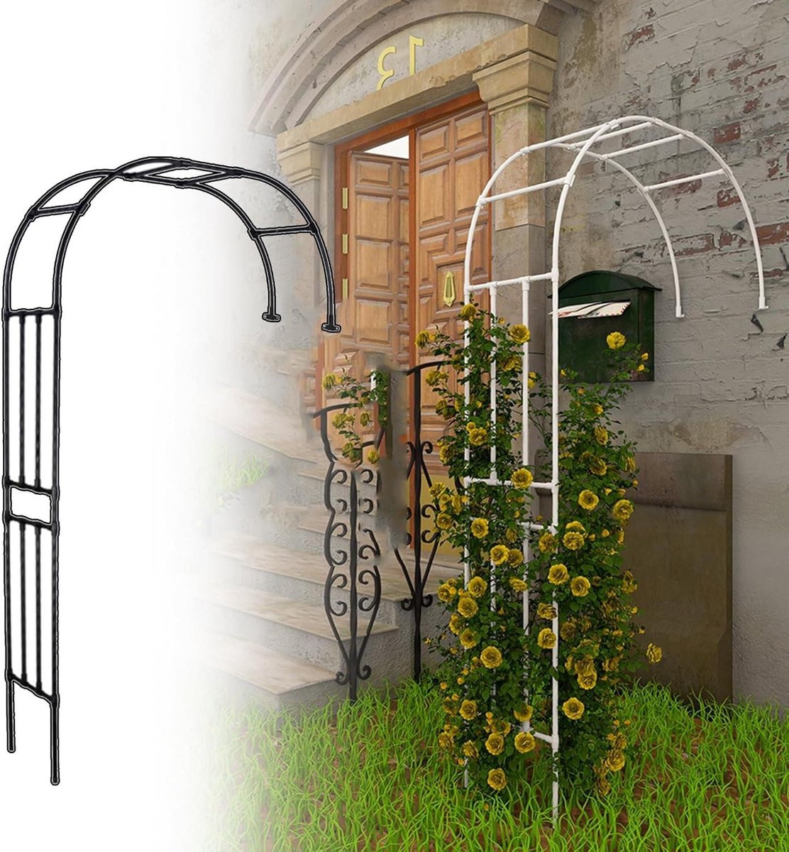 Rozenboog Tuin - Metalen Boog - Planten Ondersteunen - Roestbestendige Coating - 240 cm Hoog - Zwart