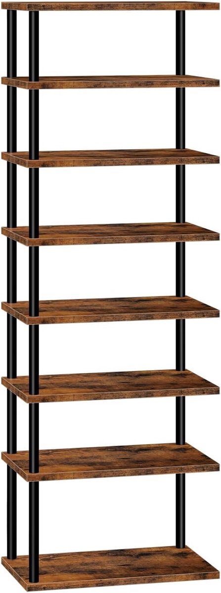 8-laags smalle schoenenrek voor optimale schoenenopslag, ideaal voor hal, woonkamer en slaapkamer, eenvoudig te monteren in bruin en zwart