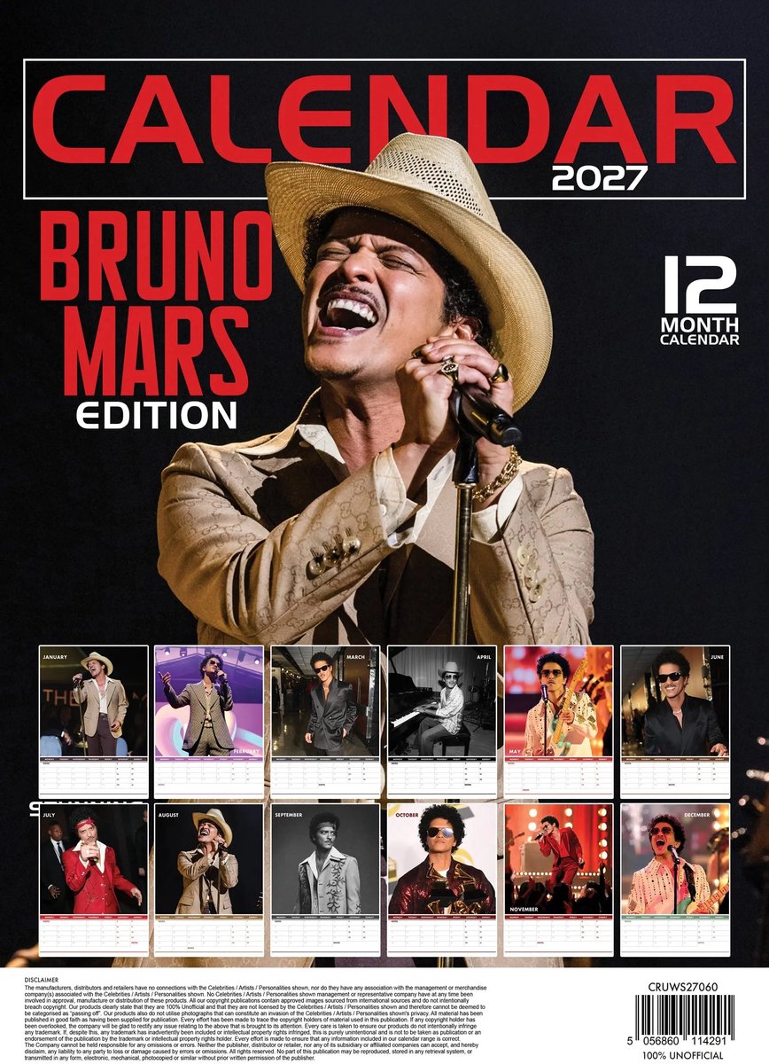 Bruno Mars A3 Kalender 2027