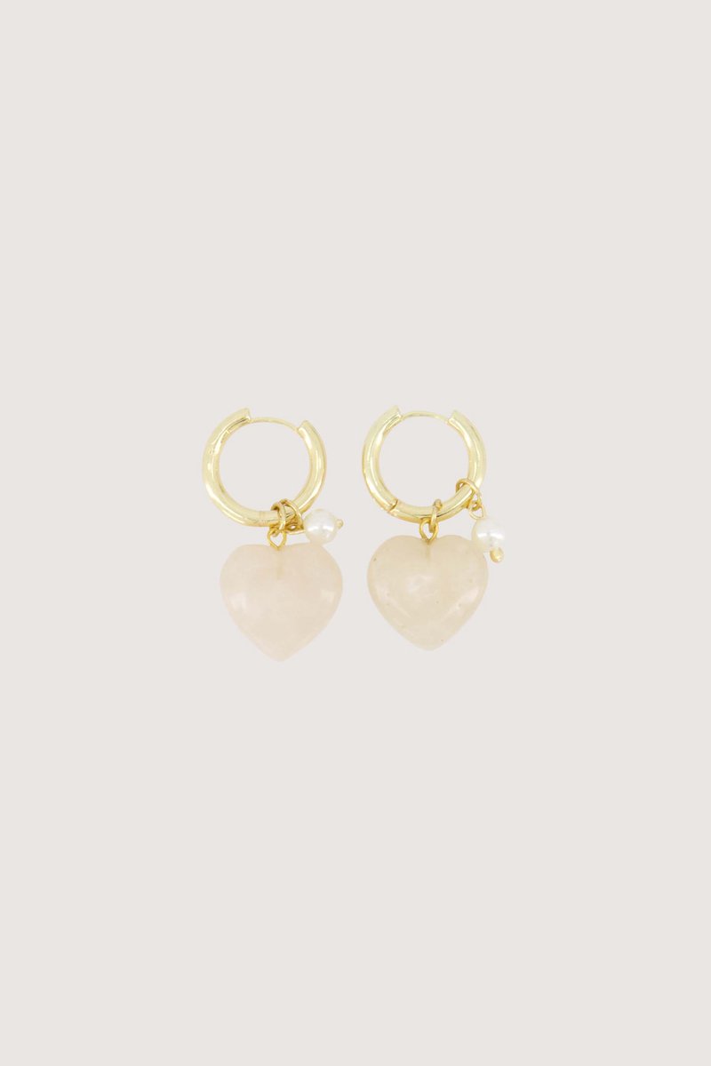 Zusss Earring With Heart And Pearl Resin / Metaal Grey Oyster