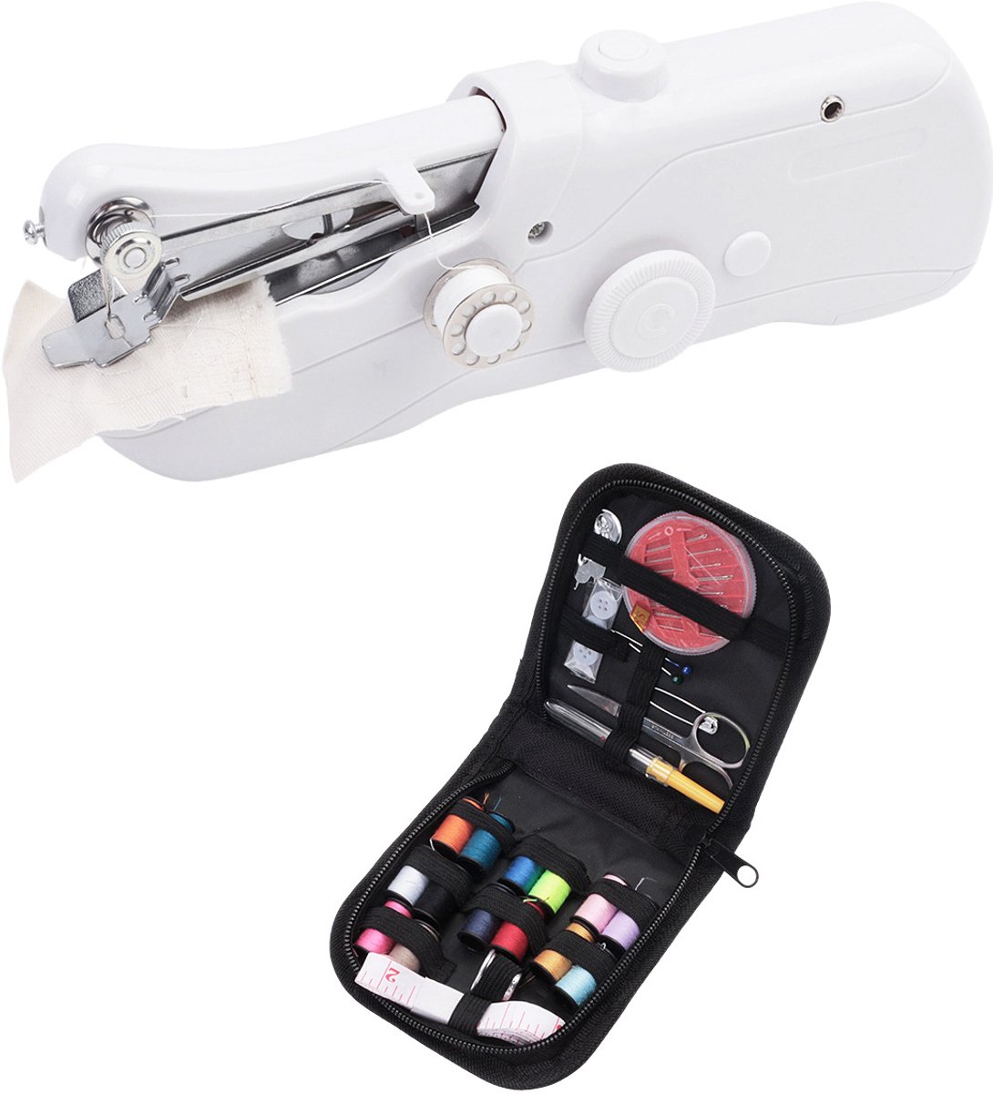 Handzame elektrische naaimachine - Draagbare mini-naaimachine voor thuisgebruik - Handnaaigereedschap - 21*6,5*3,5 cm - Wit