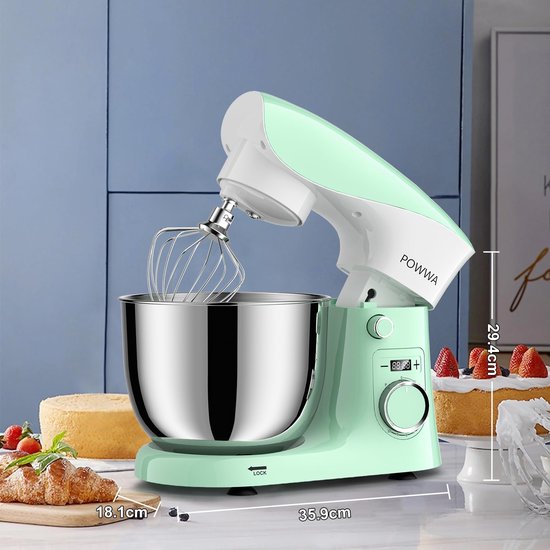 Keukenmachine 1500W - 5L Mengkom - 10 Snelheden - Met Garde, Deeghaak & Klopper — afbeelding 4