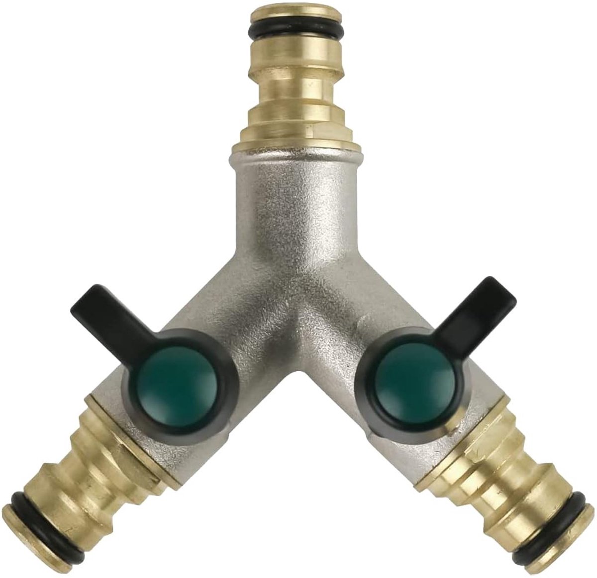 Elzusha - 2-Weg Slangverdeler met Afsluitklep en 3x 1/2 Inch Aansluitingen