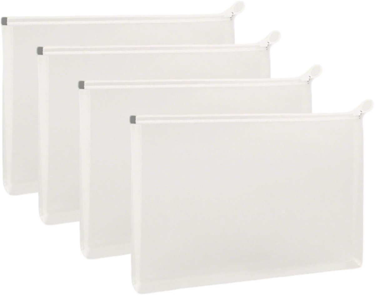 Elzusha - 4-pack herbruikbare plastic rits enveloppen - Doorzichtig en waterdicht