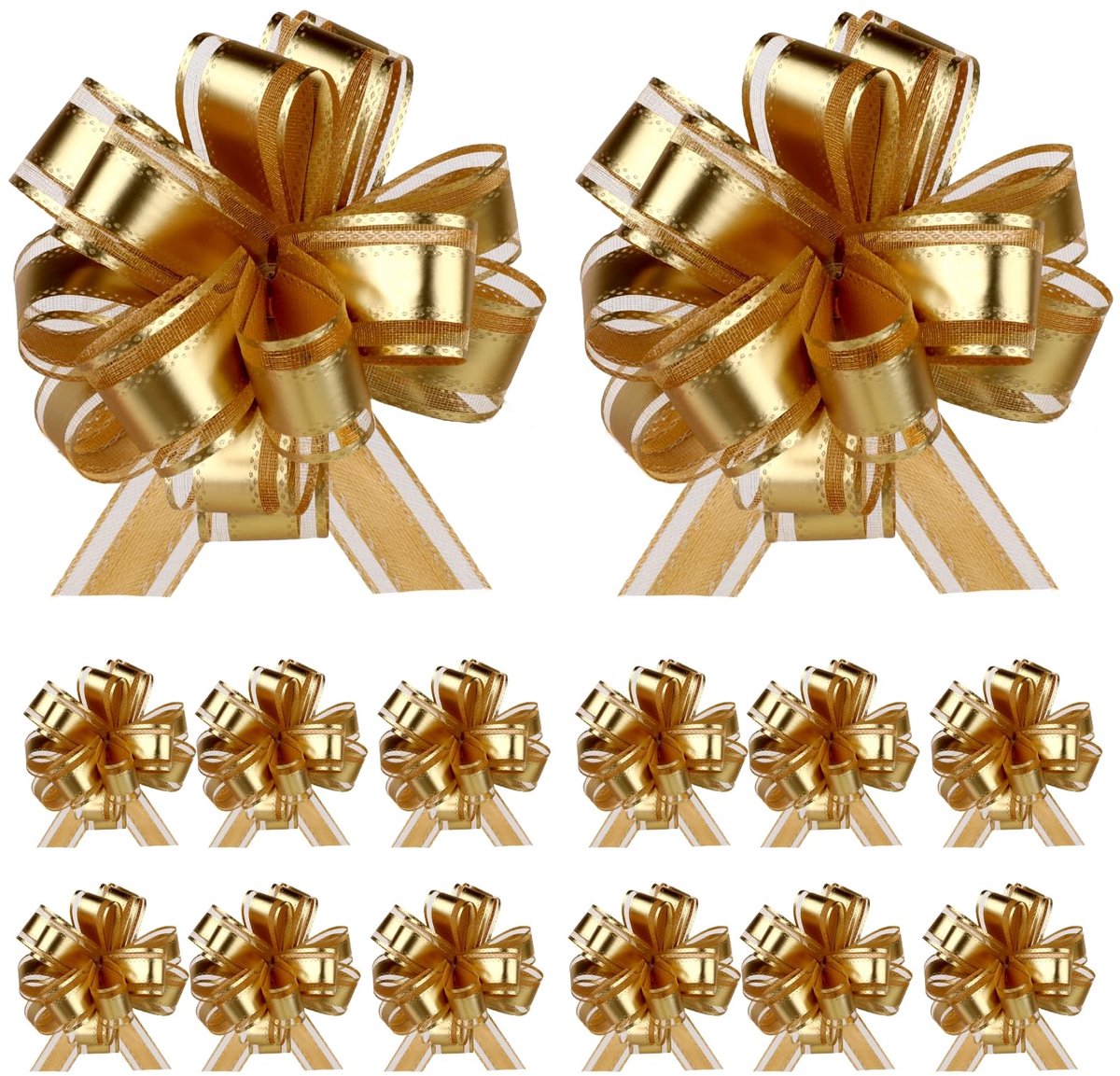 Elzusha - Set van 12 Gouden Cadeaubogen met Trekkoord