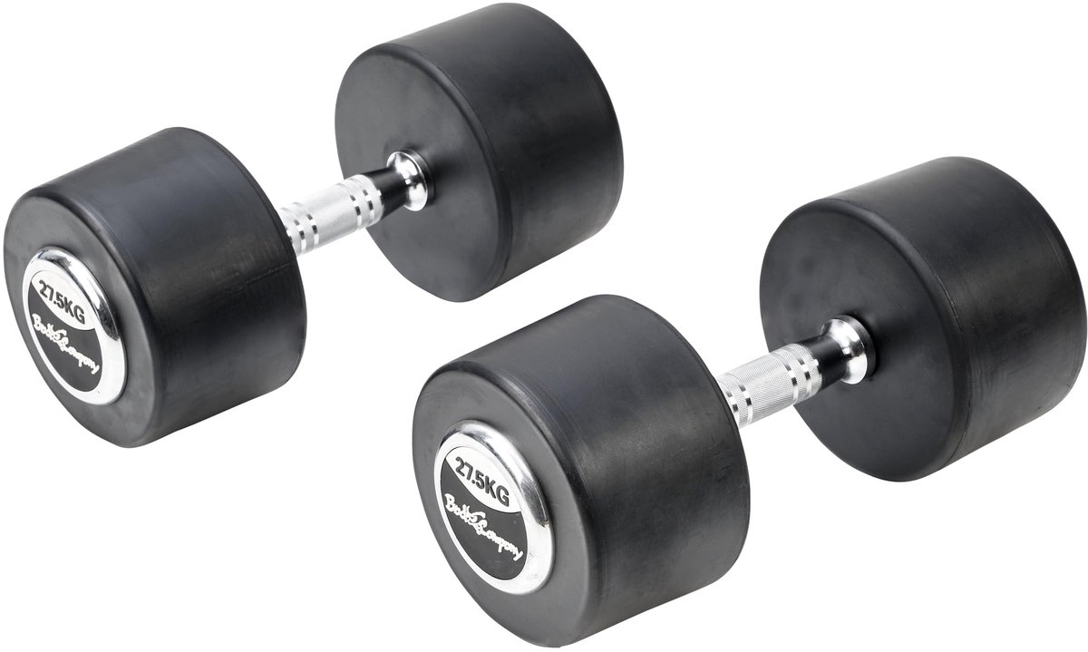Elzusha - Deluxe Rubber Studio Dumbbells 2 x 27.5 kg met Chrome Accenten