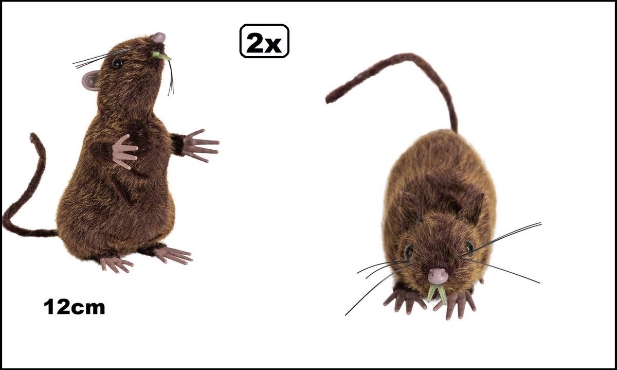 2 stuks Riool rat staand en zittend 12 cm - Griezel ratten thema feest creepy fun Halloween horror