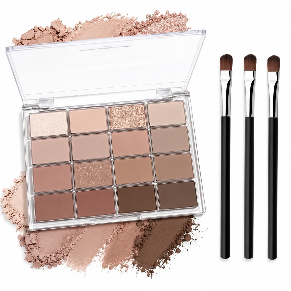 Elzusha - Oogschaduw Palette met 16 Kleuren en 3 Kwasten