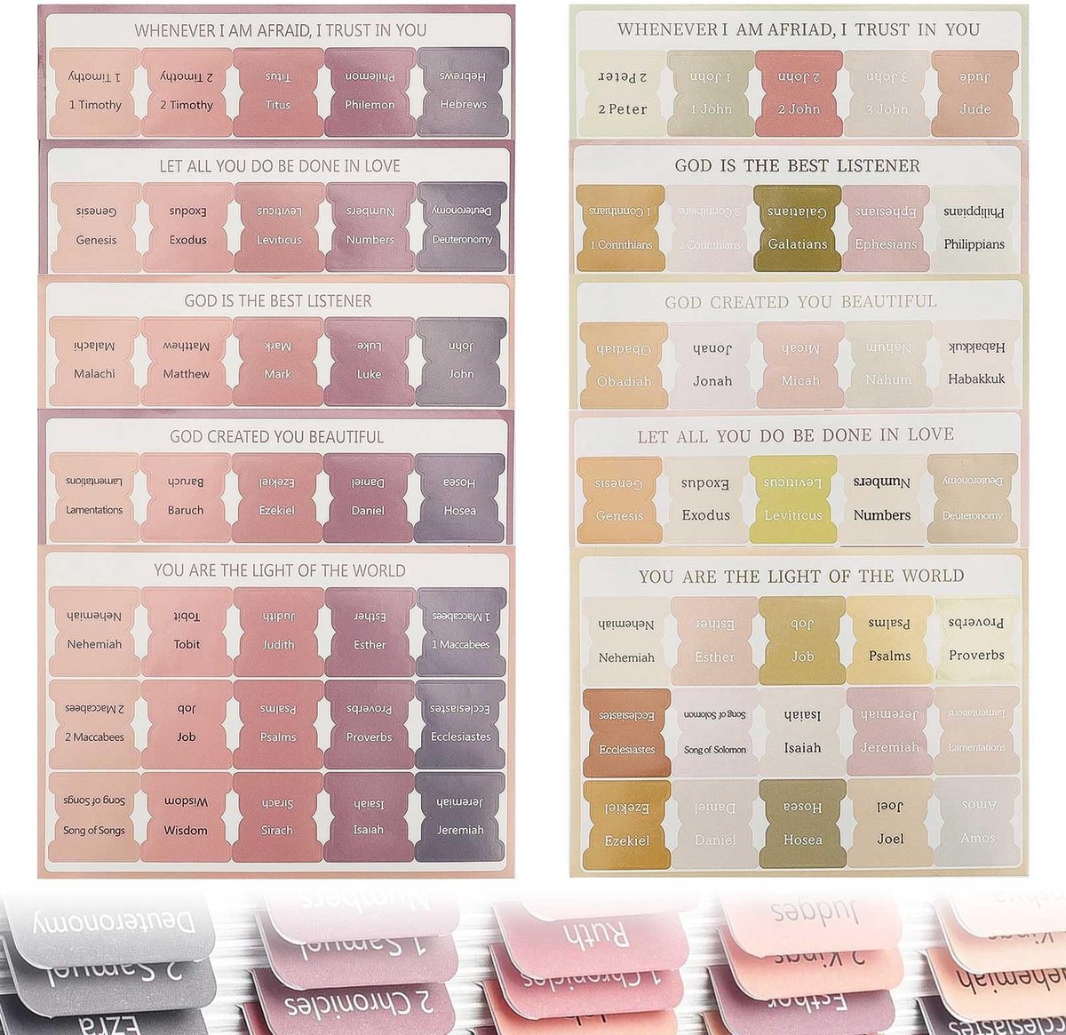 Elzusha - Bijbel Tabs, 150 Stuks Zelfklevende Index Stickers voor Bijbels
