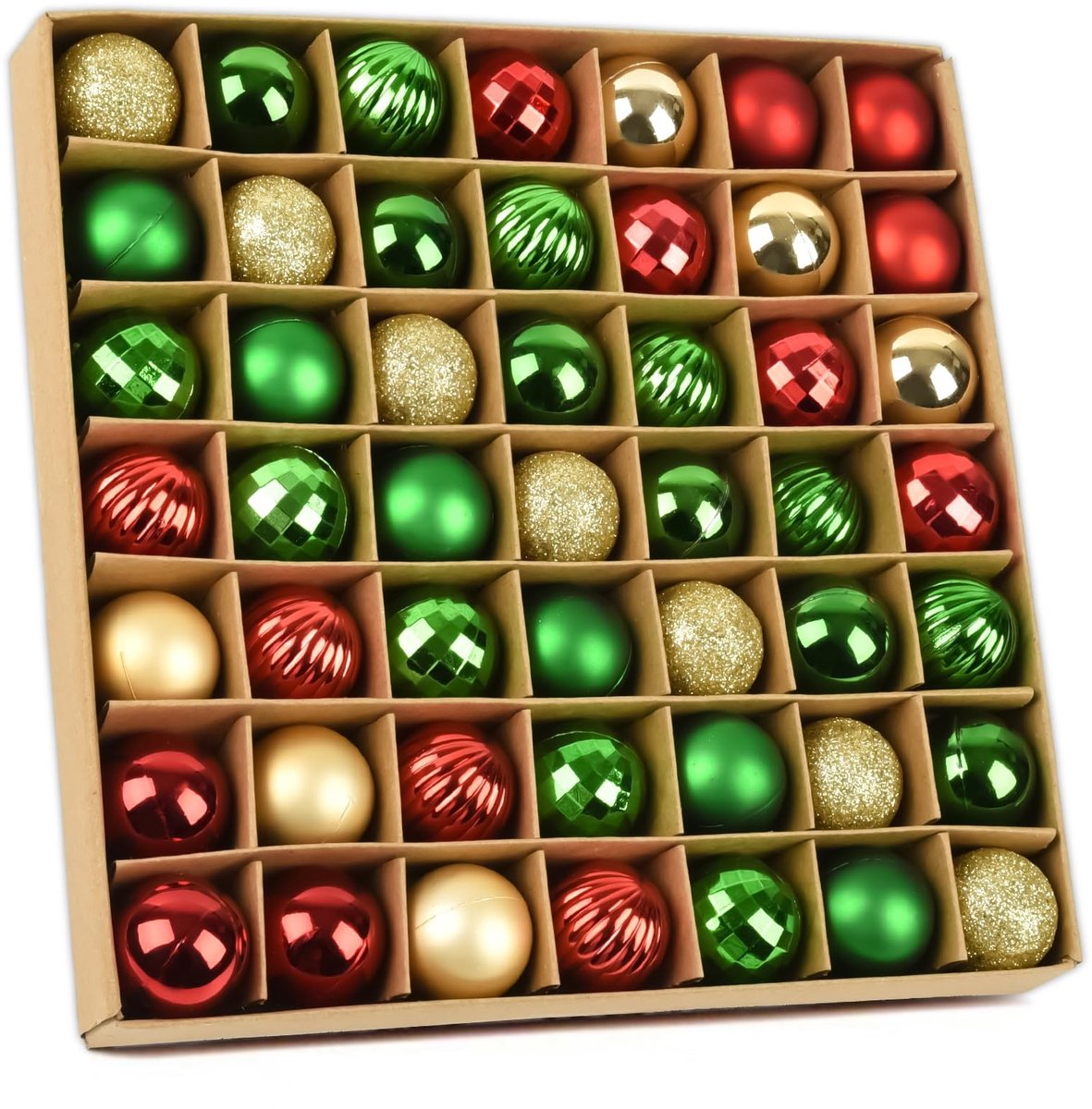 Elzusha - 49-delige Kerstbal Set in Rood, Groen en Goud