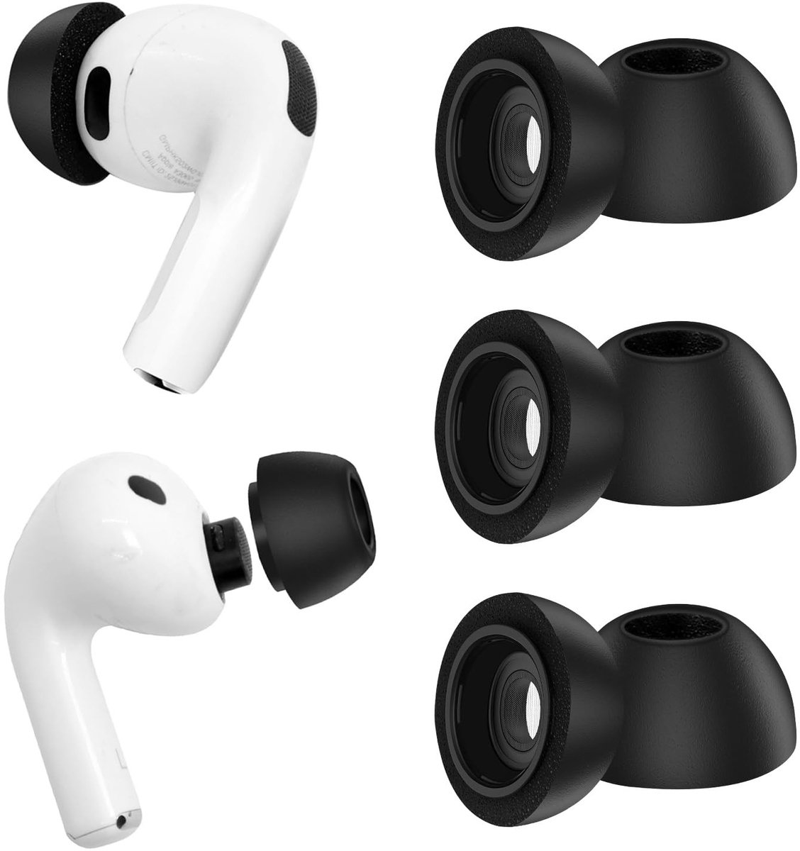 Elzusha - Vervangende Earbuds voor AirPods Pro 3 - Zacht Geheugenschuim - 3 Paar (L, Zwart)