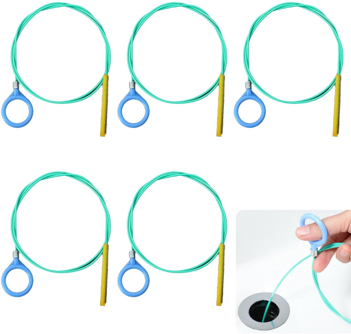 Elzusha - Set van 5 Flexibele Afvoerpijpreinigers met Microhaak