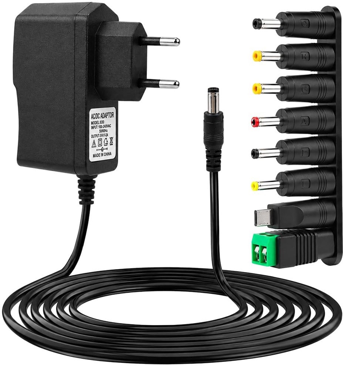 Elzusha - 6V 2A Voedingsadapter met 8 Aansluitingen