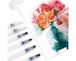9 Stuks Waterbrush Pennen - Vulbare Aquarel Waterpen - Aquarelpotloden - Aquarelverf Pen - DIY Watercolor - Hobby Penselen - Brushlettering &…