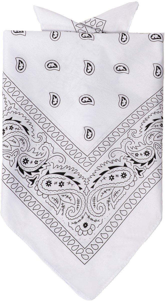 Partychimp voordeelverpakking 12 pack Witte Bandana Carnavalskleding Volwassenen Carnaval Accessoire - Wit - Polyester - 52 x 55 cm - 12 pack