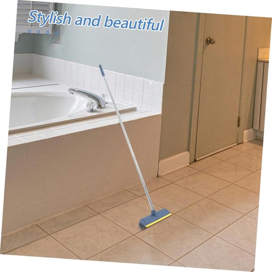 Binnenbezem Schrobborstel - Veegborstel Schoonmaakborstel - Voegen Reinigen Badkamer - Geïntegreerde Schraper - 92 cm Lengte - Donkerblauw — afbeelding 3