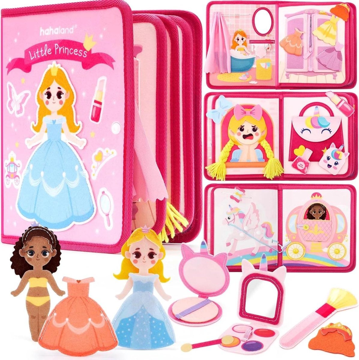 casalora - Busy Board Boek - Montessori Speelgoed - Sensorisch speelgoed 4 jaar montessori activiteitenboek voor onderweg - Busy book Cadeau meisjes en jongens - Peuter kinderspeelgoed 1 tot 3 jaar - Prinses-boek