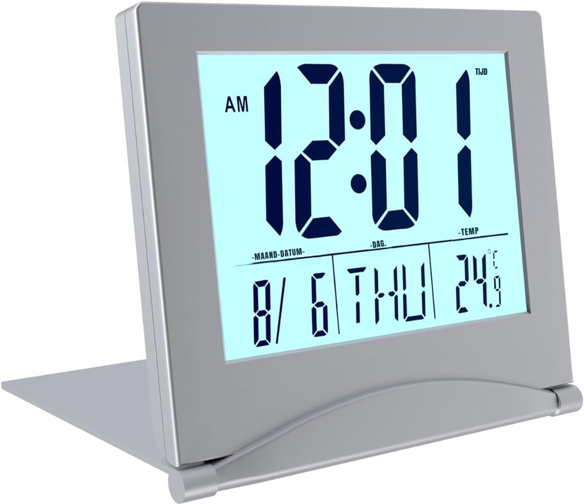 Allvia® Digitale wekker slaapkamer - wekker - digitale wekker - Achtergrondverlichting - Zilver - 8cm x 9cm x 8cm