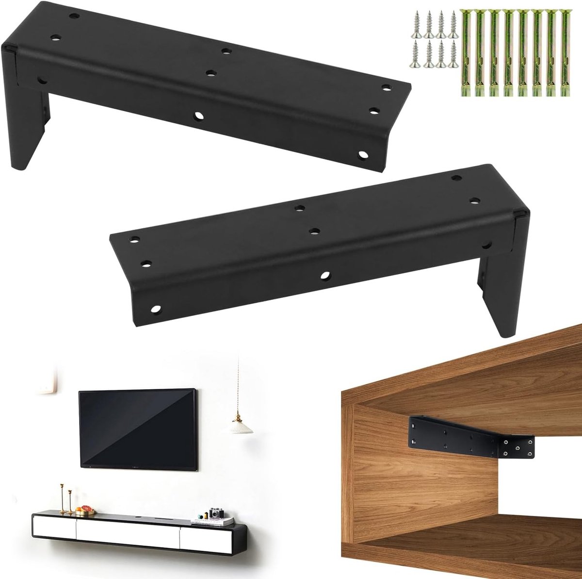 Hoekige Wandconsole voor Zware Lading, Stabiliteit voor Wastafel en TV, 22 x 8 cm