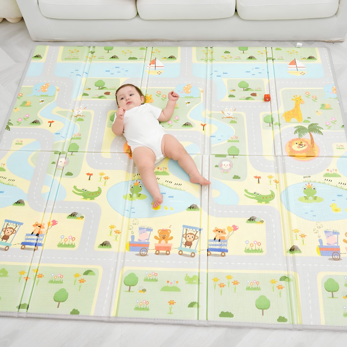 Ploutos® Speelmat - Sport-en Babyspeeldeken - Kussentje - Groen - 180cm x 150cm x 1cm