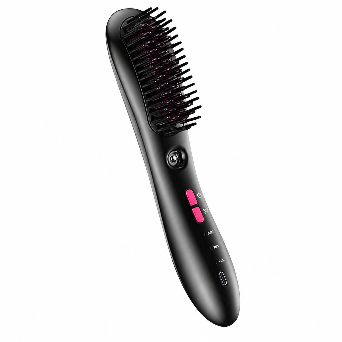 Bobypet -Stijlkam - Stijlkam electrisch - 3 Warmtestanden met Spray - Draadloze Föhnborstel voor Kort Haar - Elektrische Stylingborstel - Zwart