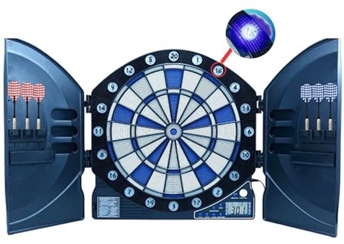 Elektronisch Dartbord met LED Indicatoren, Ideaal voor 8 Spelers, Inclusief Darts en Reservepunten