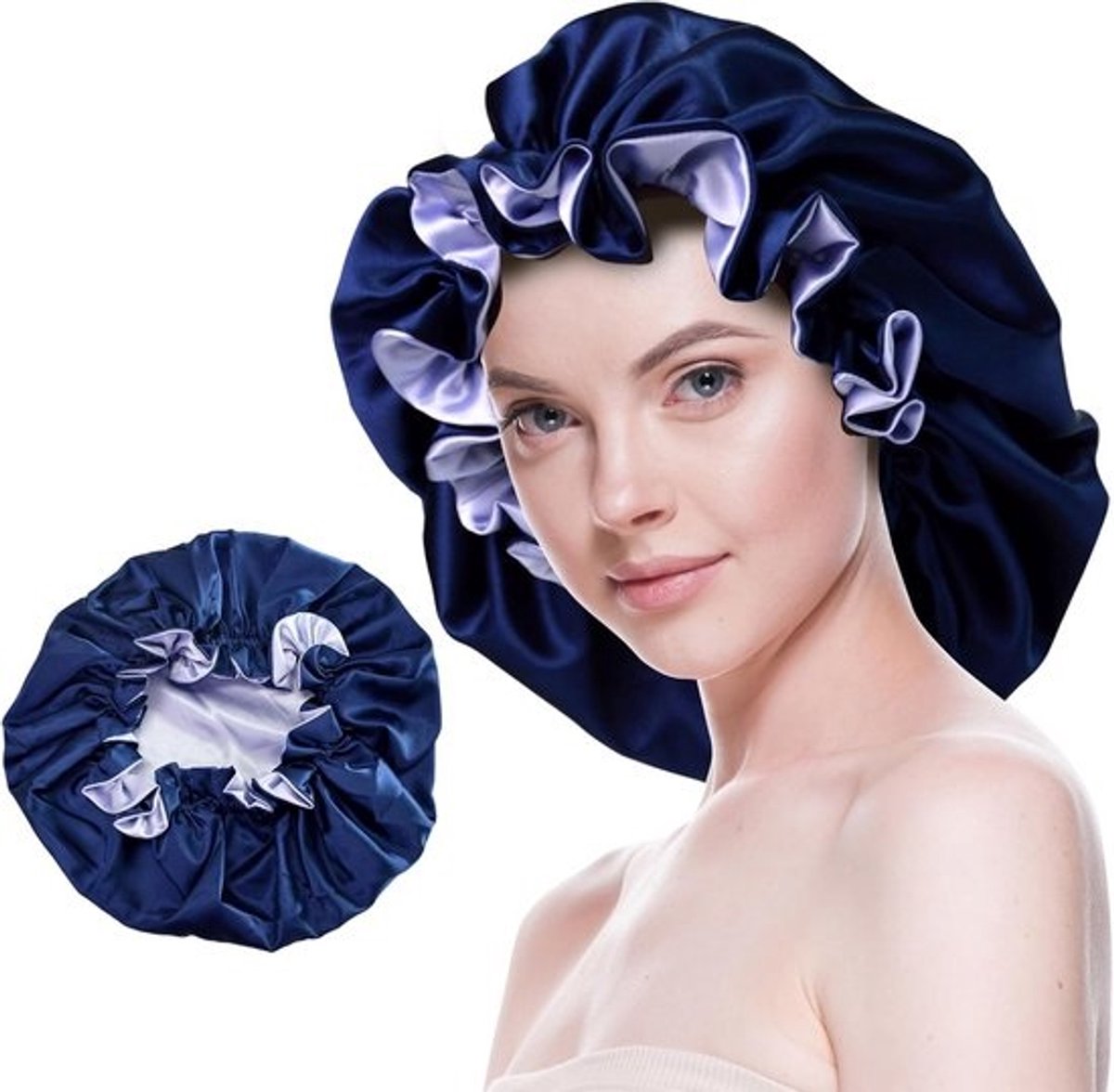 Zijden bonnet voor het slapen - Dubbellaags omkeerbare muts voor vrouwen met lang en krullend haar