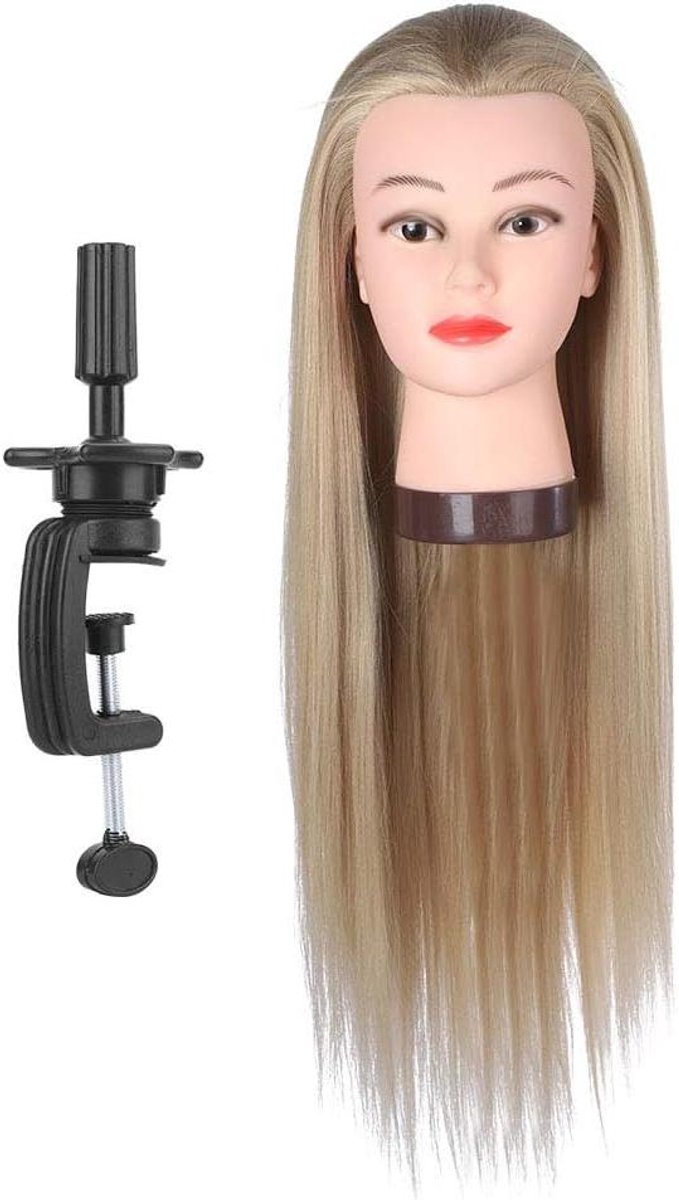 Oefenhoofd Haar - Styling Hoofd - Kappers Training - Realistisch Haar - 75 Cm - Goudgeel