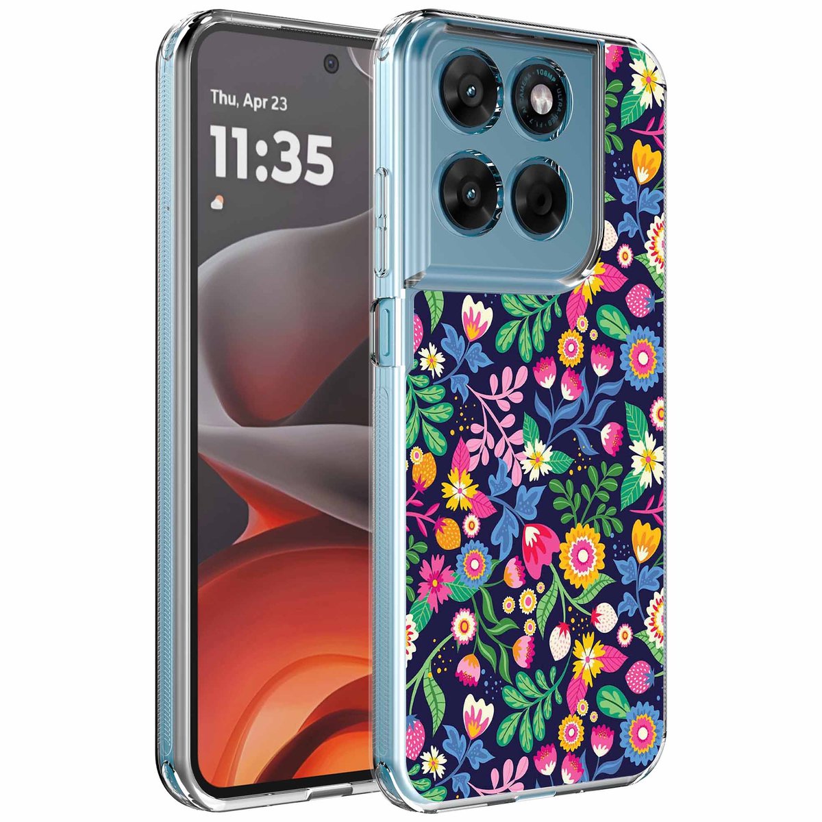 Smartphonica Geschikt voor Motorola Moto G15 Telefoonhoesje met Bloemen opdruk - Draadloos op te laden - Shockproof Siliconen TPU Strong Case - Sterk Schokbestendig Telefoonhoesje geschikt voor Motorola Moto G15