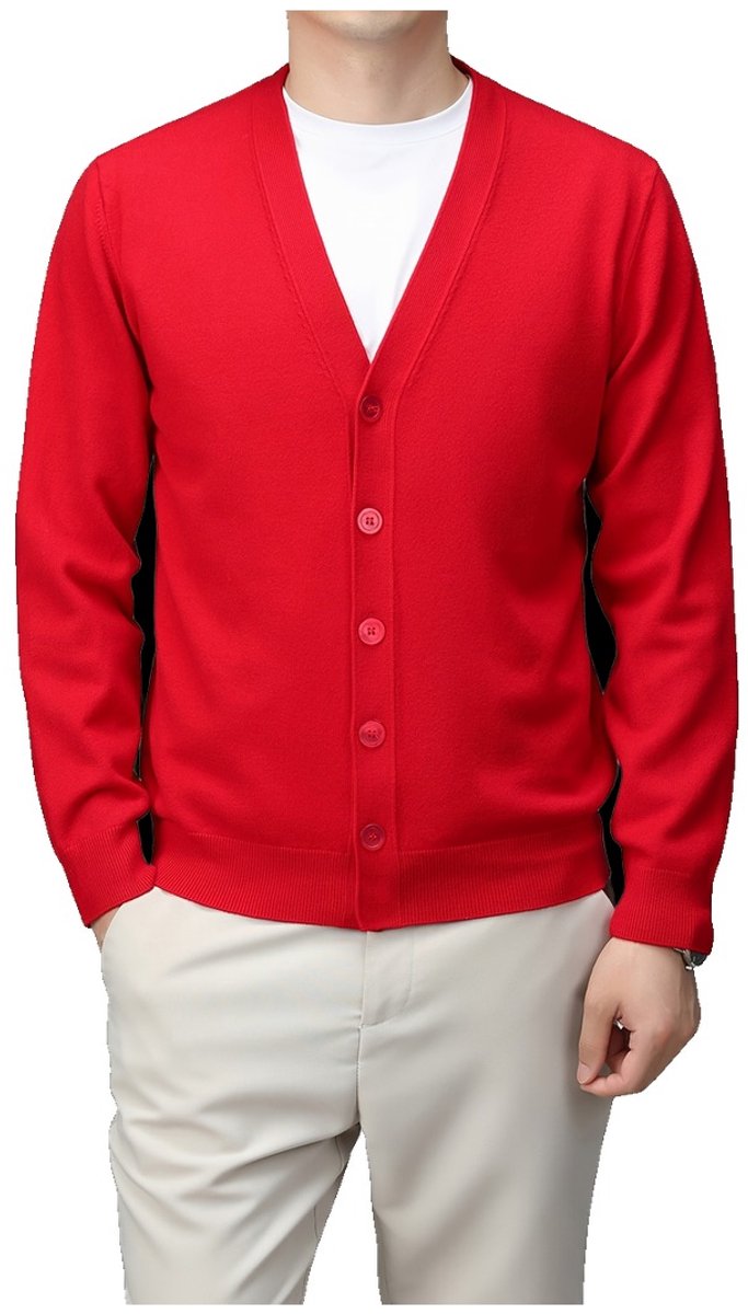 Currero Cardigan Heren Vest Mannen Met Knopen Volwassenen Warm Gebreid Vest Rood