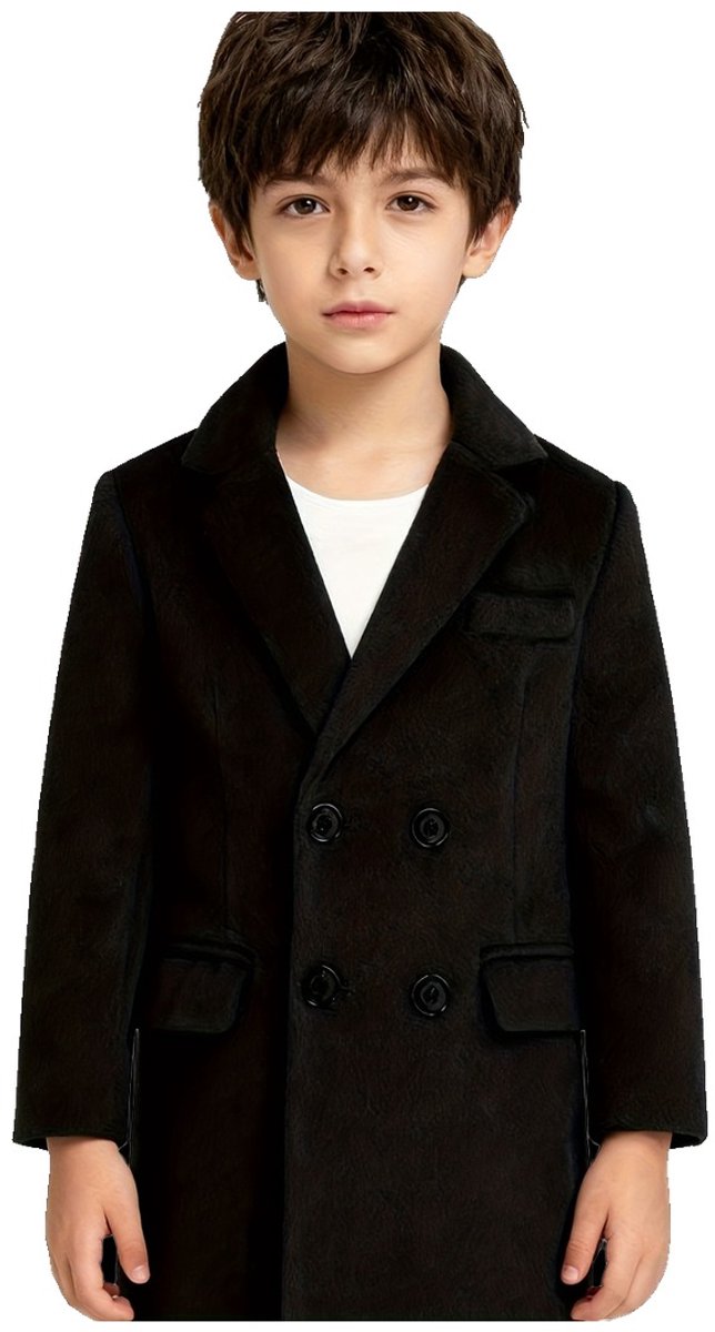 Currero Mantel Jongens Tussenmantel Jongen Winter Jas Mantelpakje Trenchcoat Overjas Overcoat Winterjas 13 Jaar Zwart