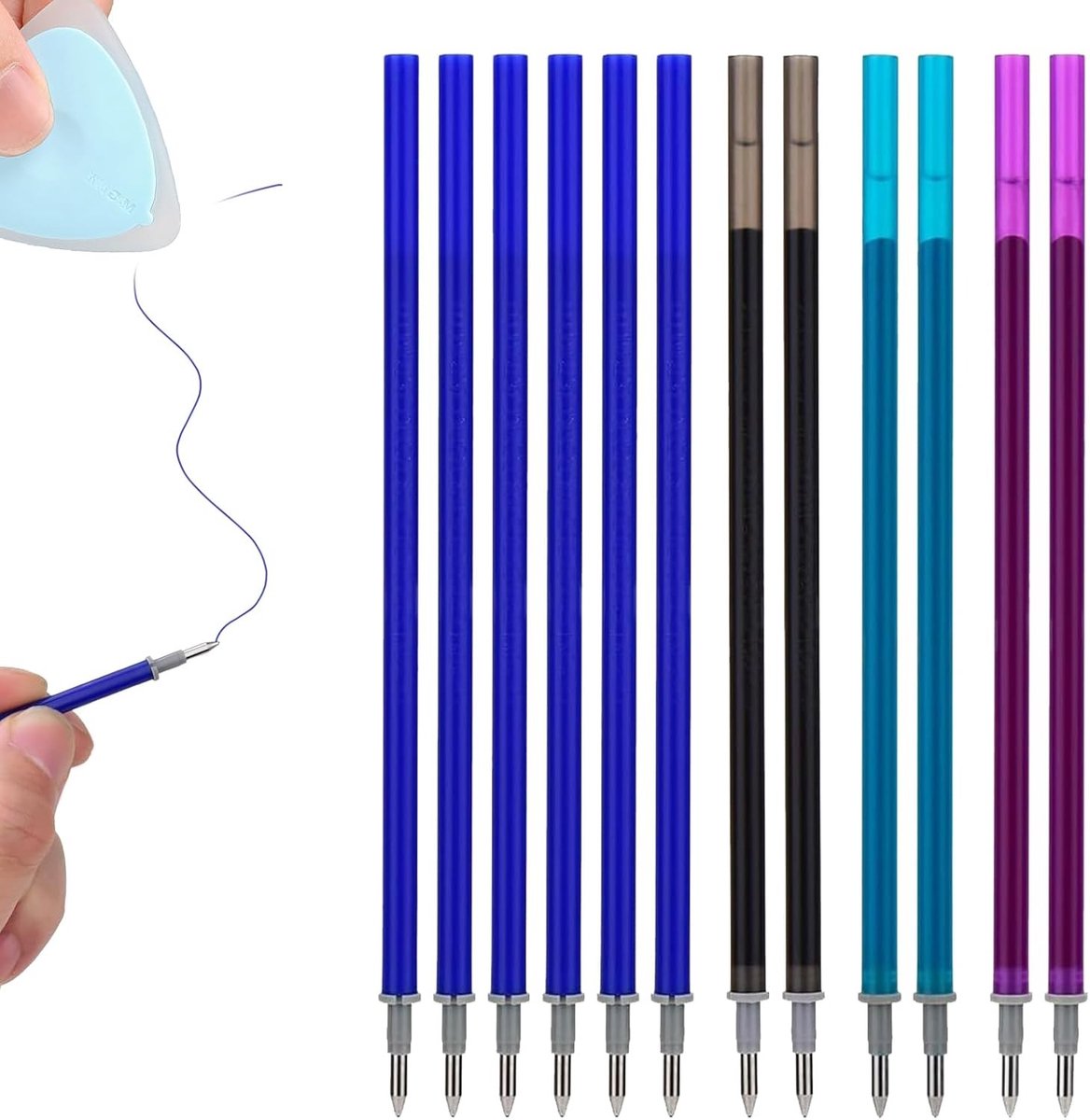 Vervangbare Navullingen voor Witteboard Stiften, 0.7 mm Punt, Thermosensitieve Inkt, 4 Kleuren, Makkelijk te Wissen, Ideaal voor School en Creatieve Projecten