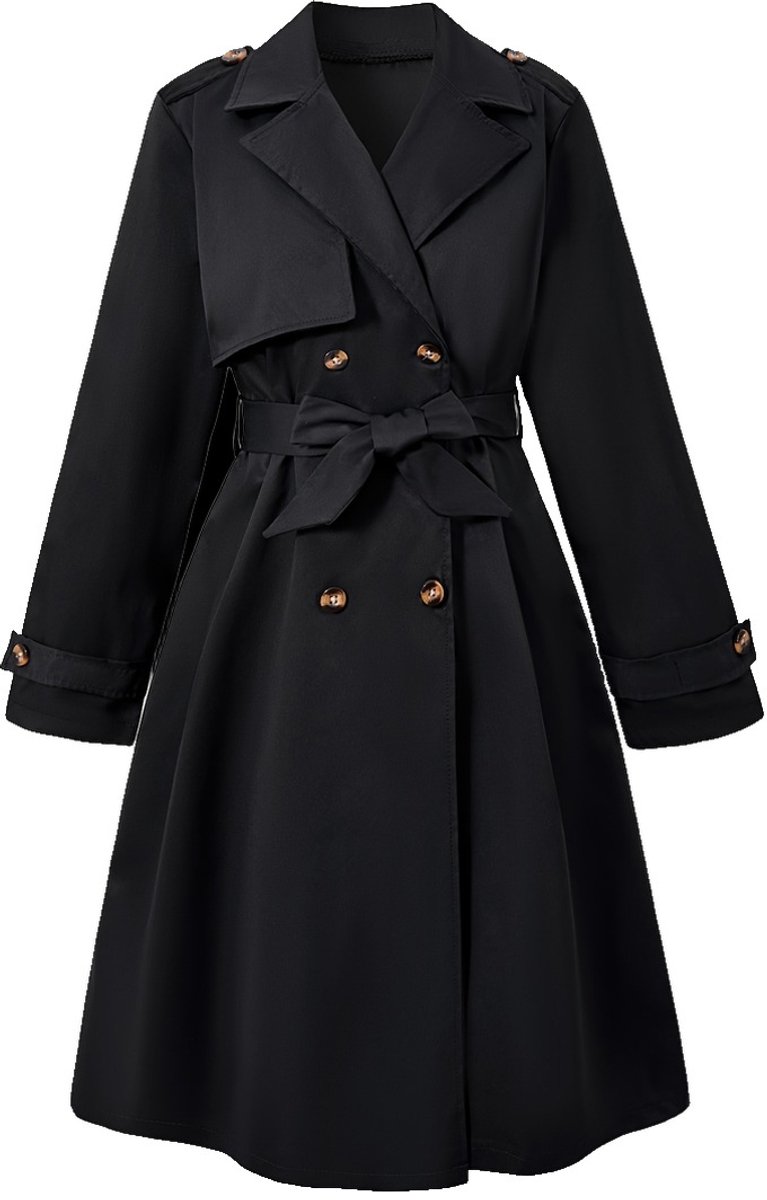 Currero Mantel Meisjes Tussenmantel Meisje Winter Jas Mantelpakje Trenchcoat Overjas Overcoat Winterjas 11 Jaar Zwart