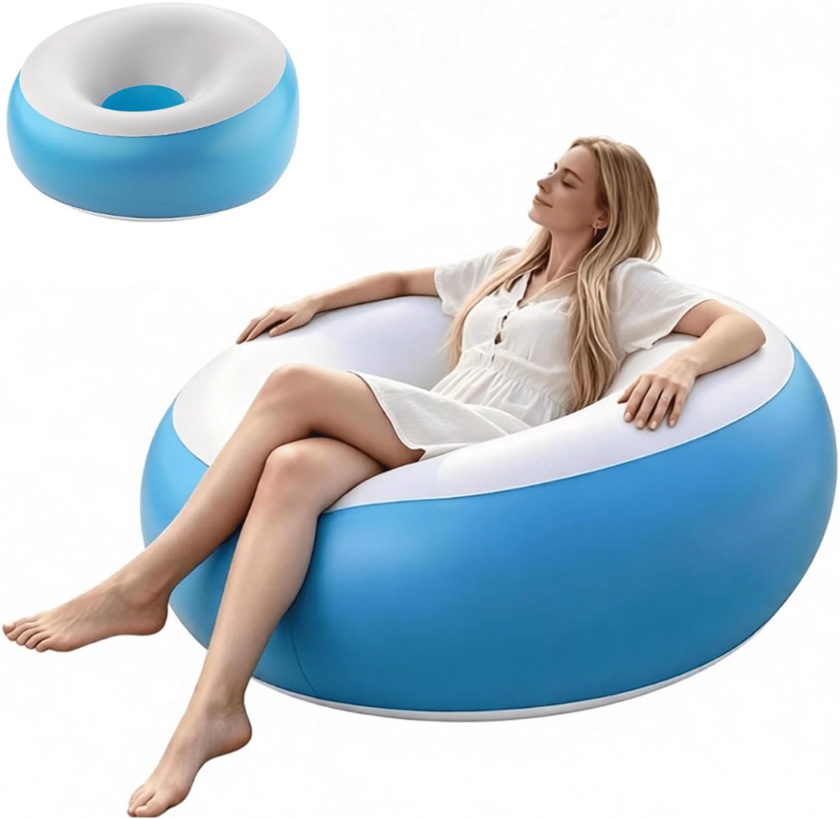 ZRNS® Opblaasbare Stoel - Zetel - Strandbed Camping Zwembad en Tuin - Blauw