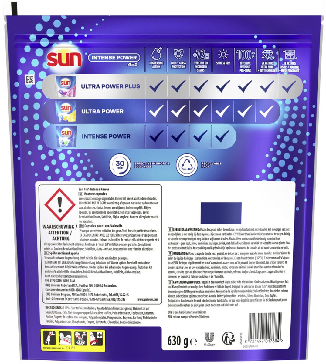 Sun Intense Power 4 in 1 Vaatwastabletten 42 stuks