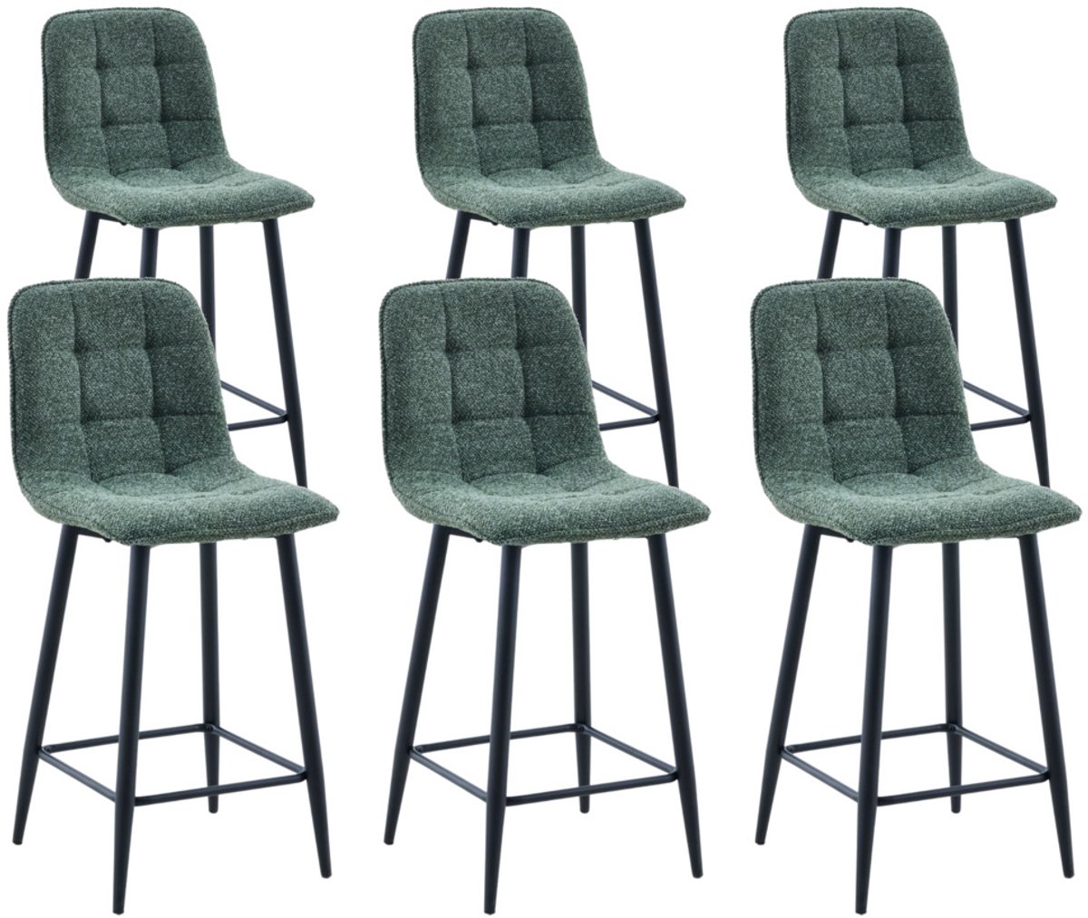 DS4U® - Hugo barkruk 65 cm - Set van 6 - Groen - Stof