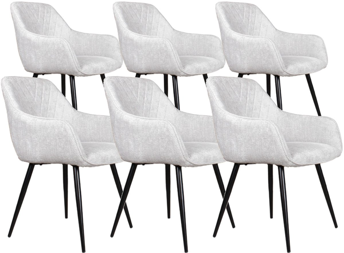 DS4U® - Flavio armstoel - Set van 6 - Lichtgrijs - Stof