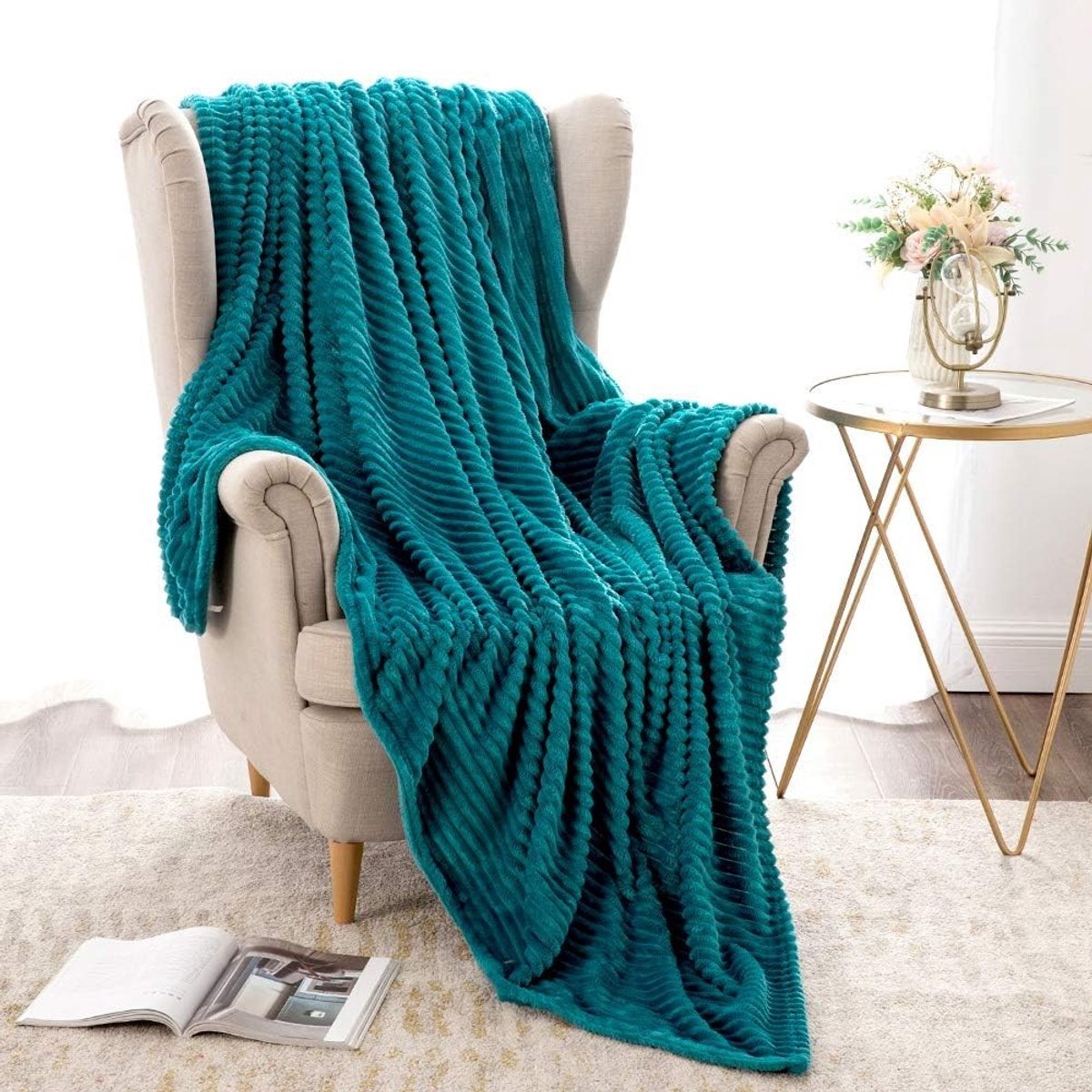 Zachte en warme flanellen fleece plaid voor de bank, ideaal als dekentje voor bed, reizen en kinderkamer - 50x60 inch lichtgroen